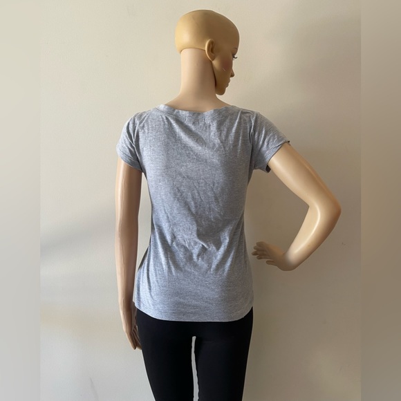 bebe Grey Scoop Neck T-Shirt - Picture 4 of 6